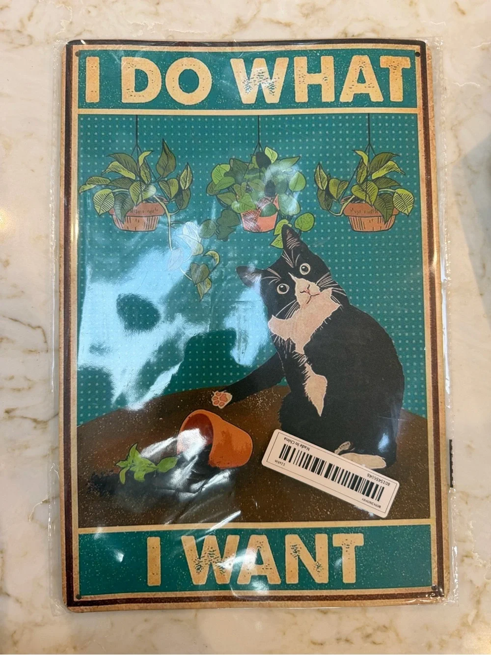 I Do What I Want Black & White Cat Retro Sign - Pets Cat Decor